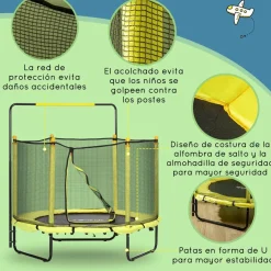 Homcom - Cama elástica con red de seguridad Ø110 cm amarillo
