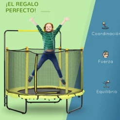 Homcom - Cama elástica con red de seguridad Ø110 cm amarillo