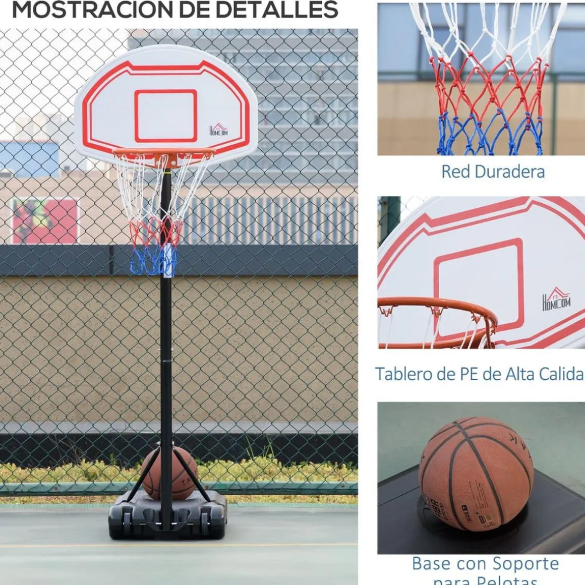 Homcom - Canasta completa baloncesto con base 314 cm