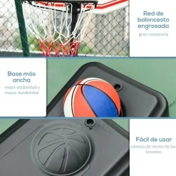 Homcom - Canasta de baloncesto de pie ajustable de 194-249 cm