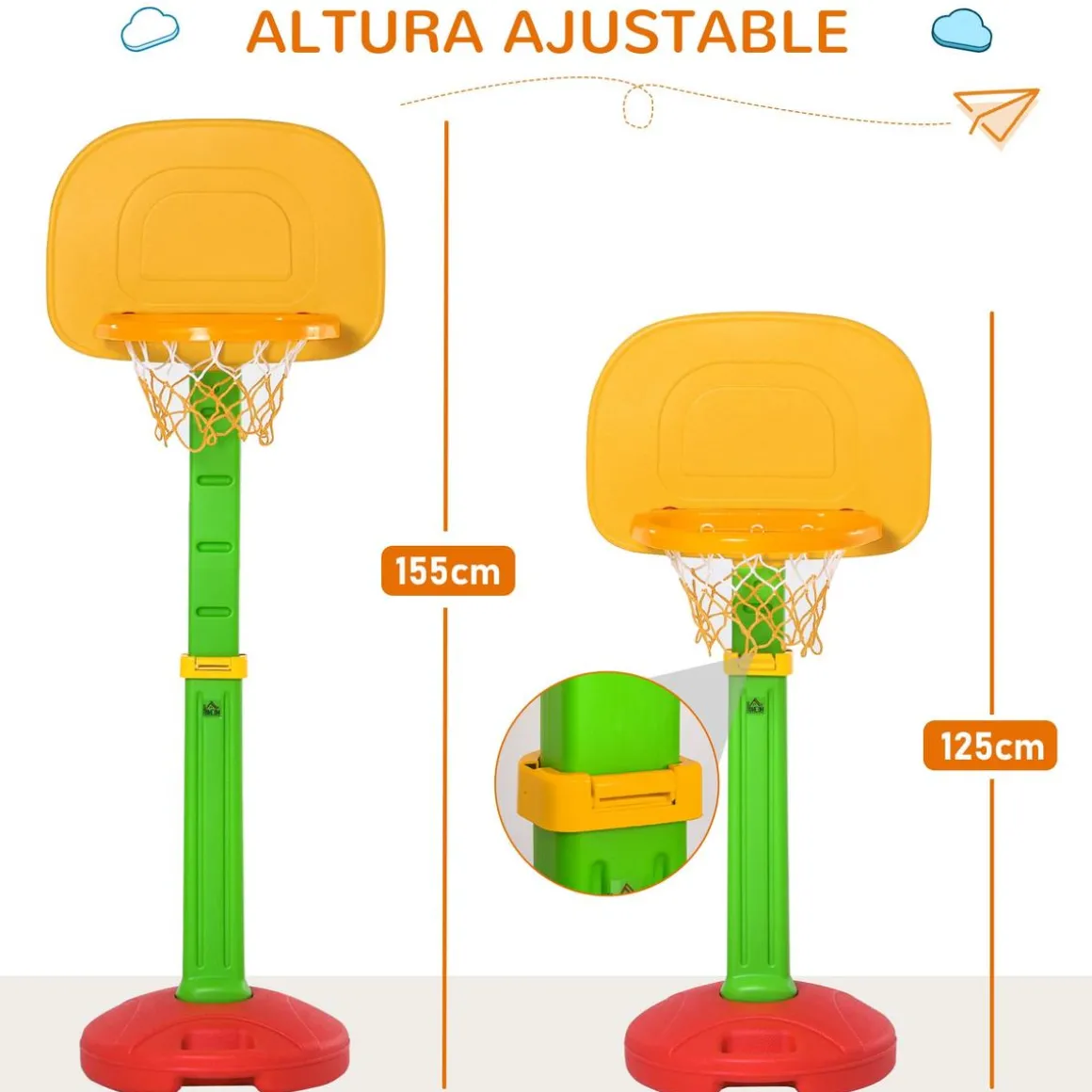 Homcom - Canasta de baloncesto infantil