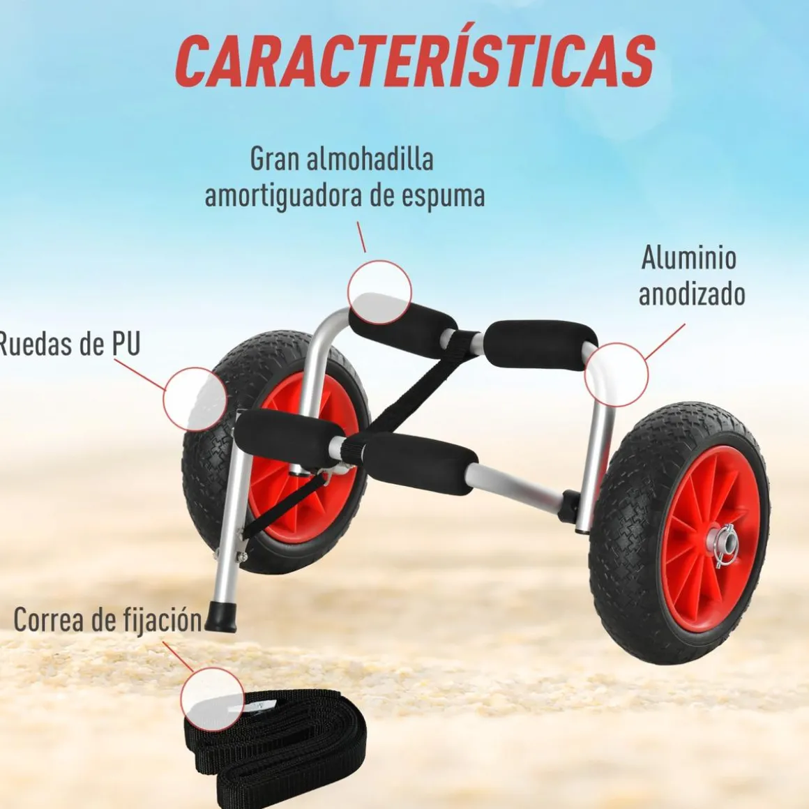 Homcom - Carro de transporte Kayak