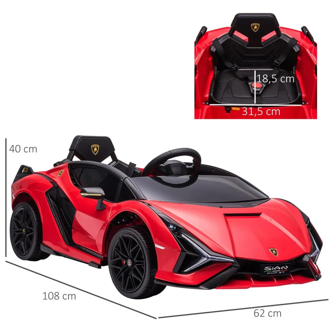 Homcom - Coche de batería Lamborghini con mando a distancia