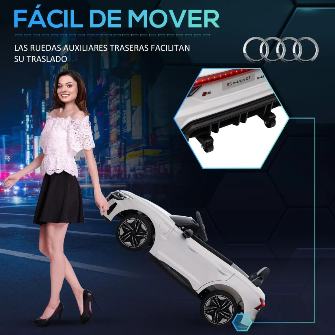 Homcom - Coche eléctrico Audi RS e-tron GT blanco