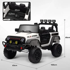 Homcom - Coche eléctrico batería 12 V con mando a distancia Blanco