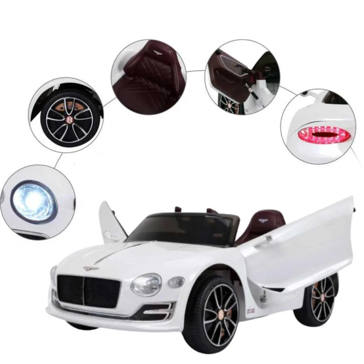 Homcom - Coche Eléctrico Bentley GT Blanco con control remoto