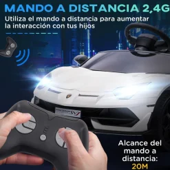 Homcom - Coche eléctrico Lamborghini Aventador Blanco 12 V