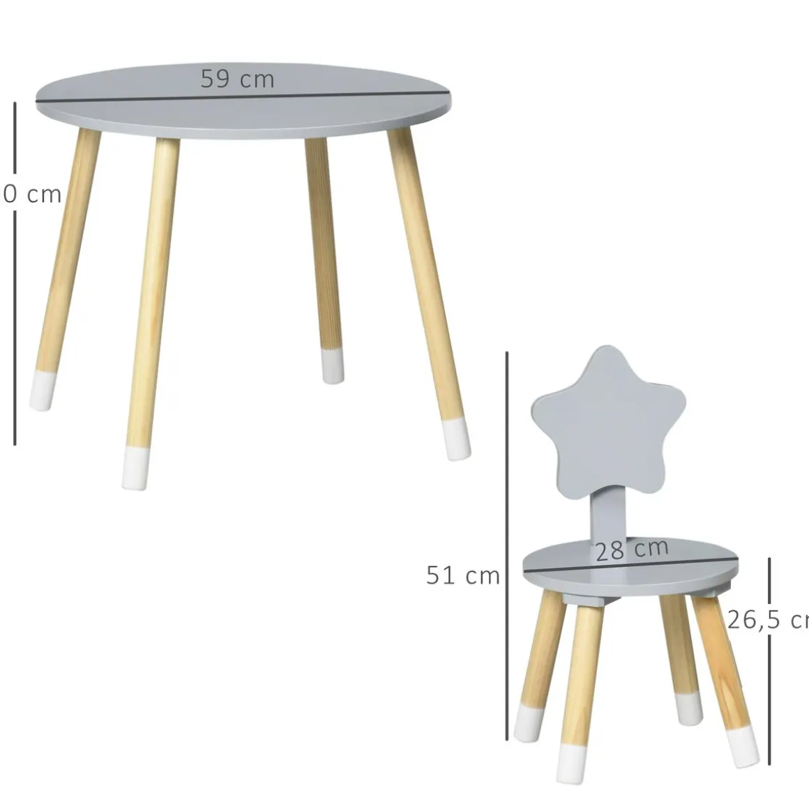 Homcom - Conjunto de mesa y dos sillas estrella