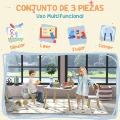 Homcom - Conjunto Mesa + 2 sillas Madera