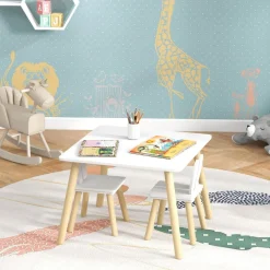 Homcom - Conjunto Mesa + 2 sillas Madera