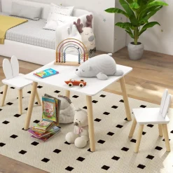 Homcom - Conjunto Mesa + 2 sillas Madera