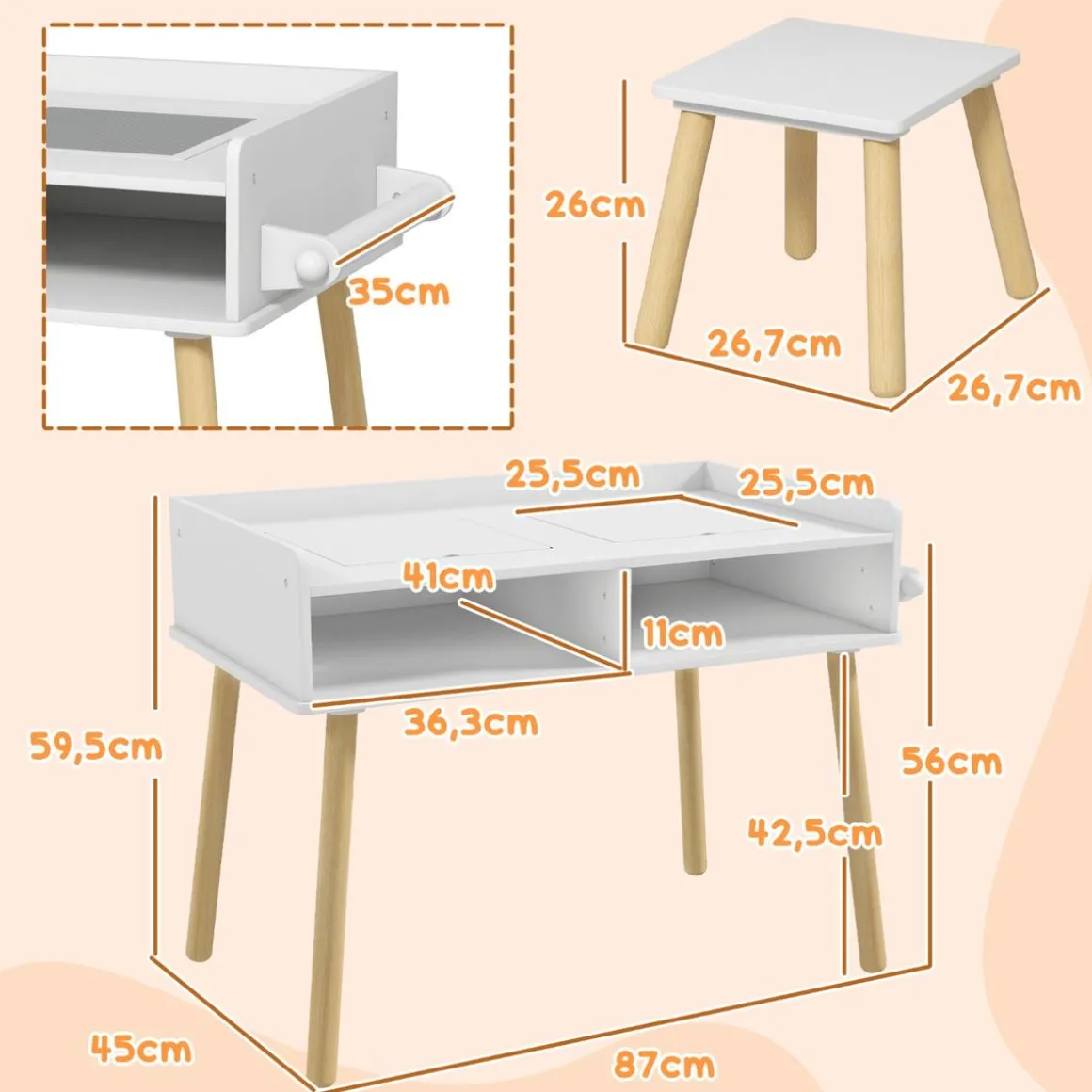Homcom - Conjunto Mesa + silla con accesorios