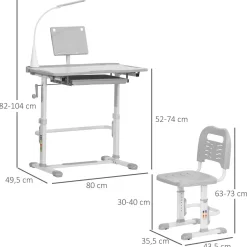 Homcom - Conjunto Pupitre reclinable + Silla Gris