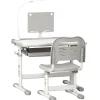 Homcom - Conjunto Pupitre reclinable + Silla Gris con lámpara
