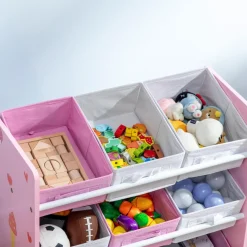 Homcom - Estantería infantil con 9 cajas Rosa