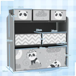 Homcom - Estantería para juguetes 6 cajas tela Gris