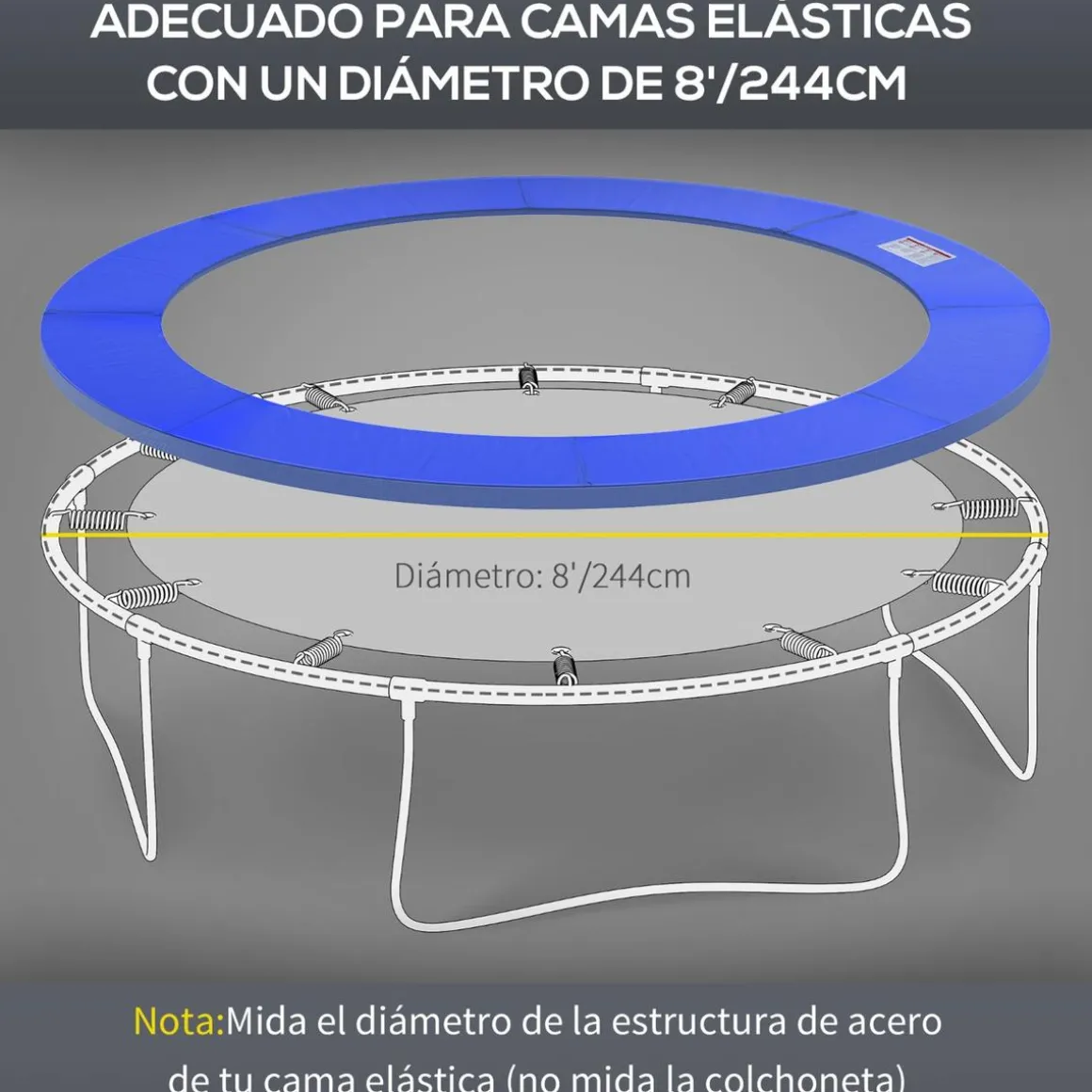 Homcom - Funda acolchada de protección borde camas elásticas 244 cm Azul
