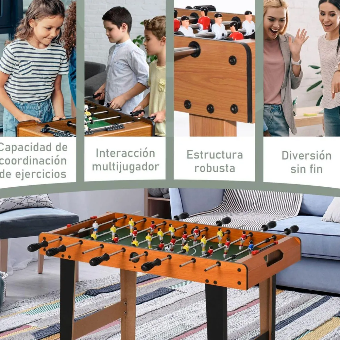 Homcom - Futbolín madera y negro