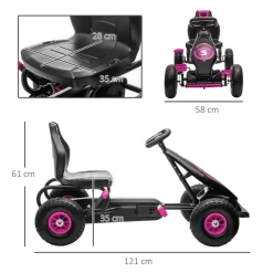 Homcom - Kart de pedales Negro/Rosa