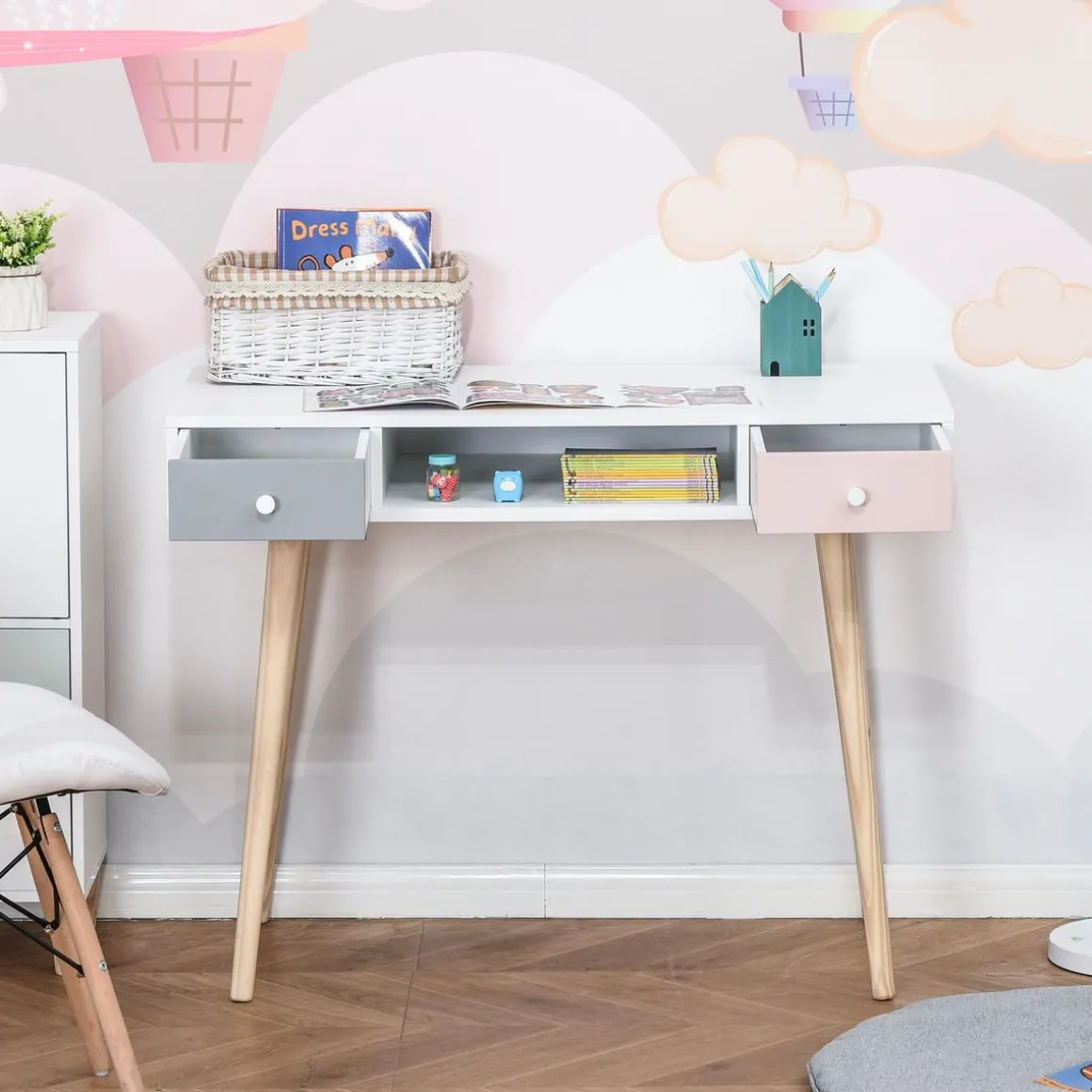 Homcom - Mesa de escritorio infantil
