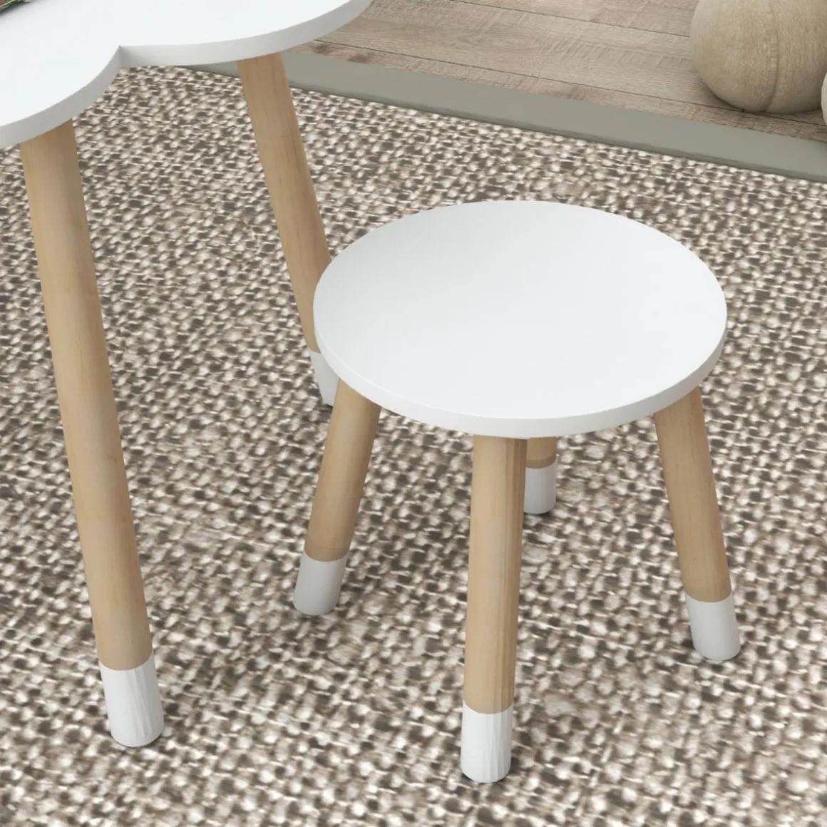 Homcom - Mesa Flor y bancos Blanco