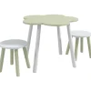 Homcom - Mesa Flor y bancos Verde y Blanco