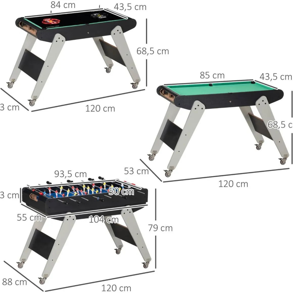 Homcom - Mesa multijuegos 6 en 1