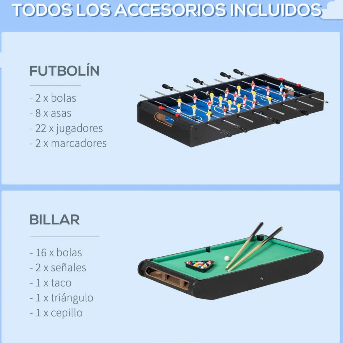 Homcom - Mesa multijuegos 6 en 1
