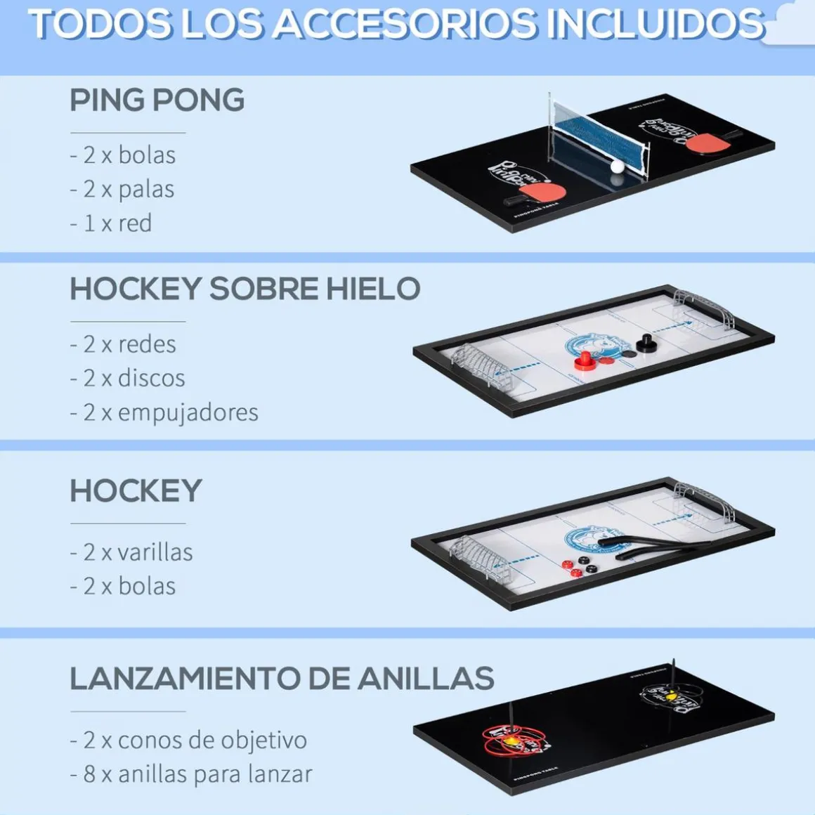 Homcom - Mesa multijuegos 6 en 1