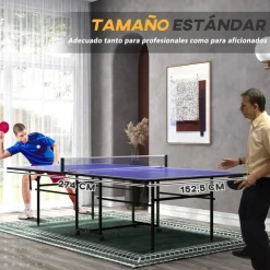 Homcom - Mesa Ping Pong plegable con 4 ruedas