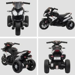 Homcom - Moto eléctrica batería 3 ruedas Trimoto Negro y Blanco