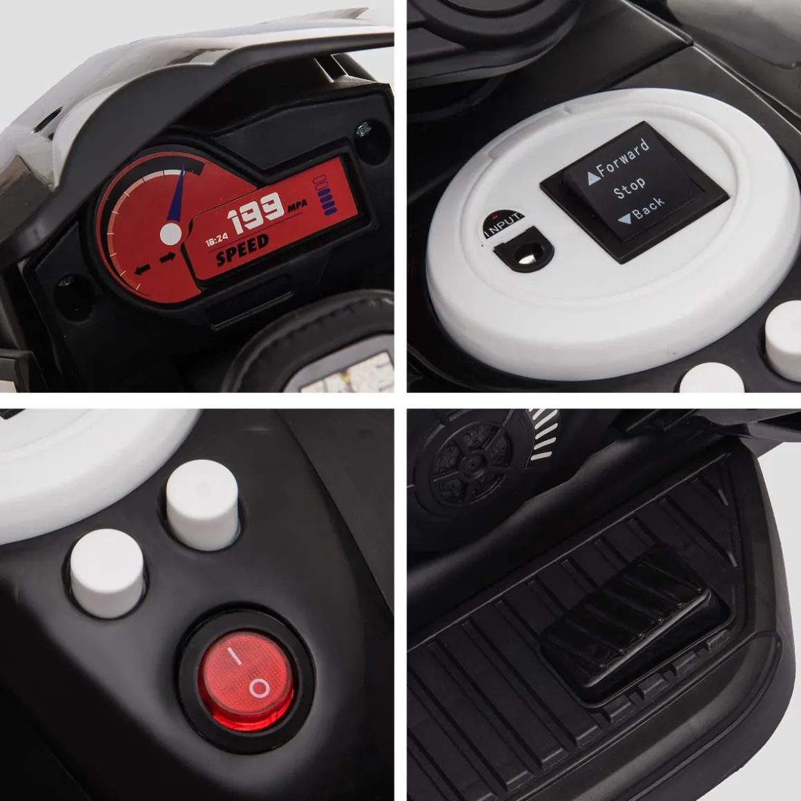Homcom - Moto eléctrica batería 3 ruedas Trimoto Negro y Blanco