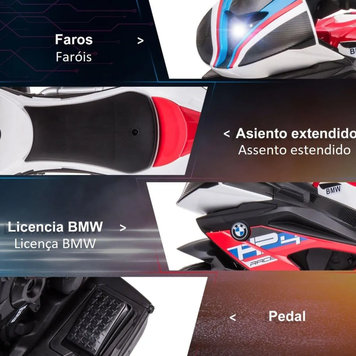 Homcom - Moto eléctrica BMW HP4 roja