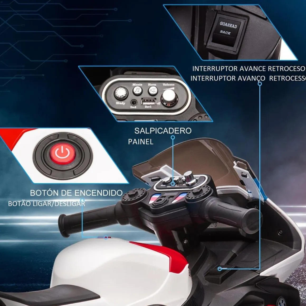 Homcom - Moto eléctrica BMW HP4 roja