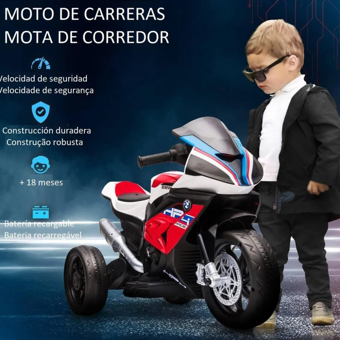 Homcom - Moto eléctrica BMW HP4 roja