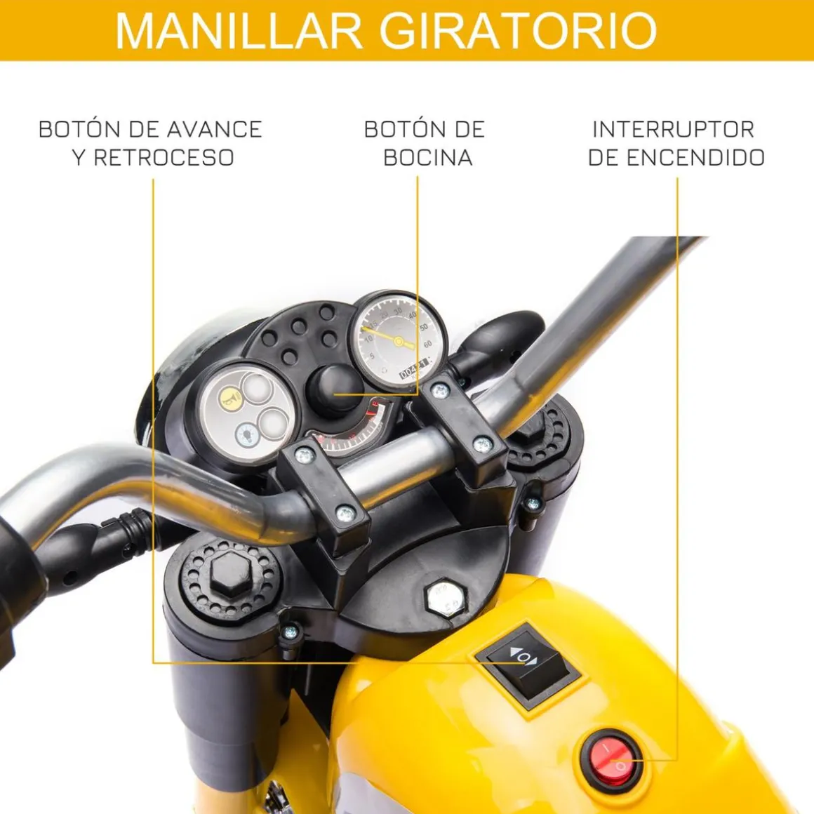 Homcom - Moto eléctriva 6V 3 ruedas amarillo