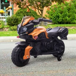 Homcom - Moto infantil eléctrica negra y naranja