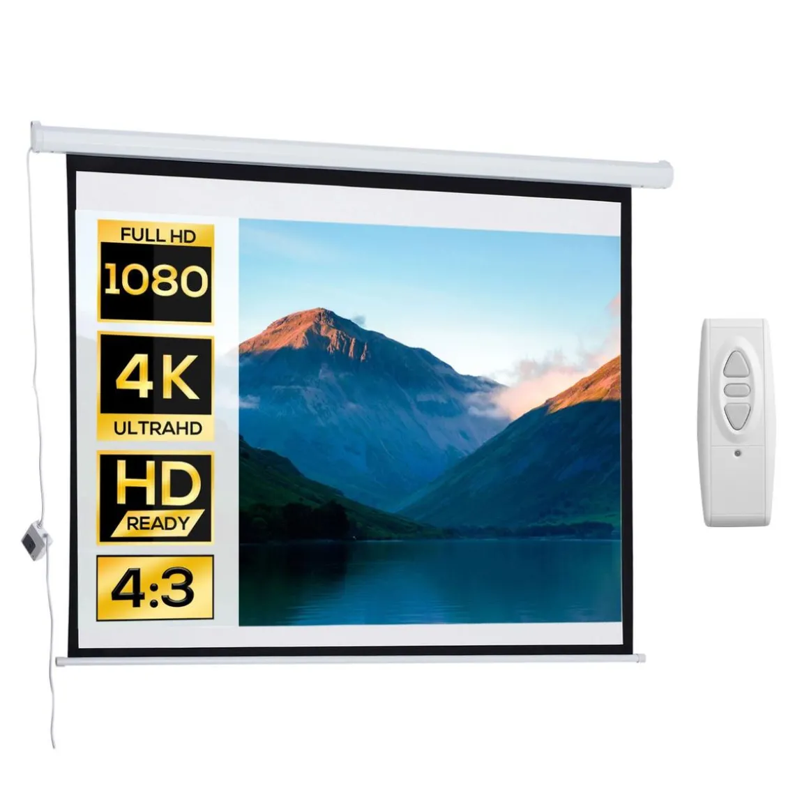Homcom - Pantalla de proyección motorizada 84'' con mando