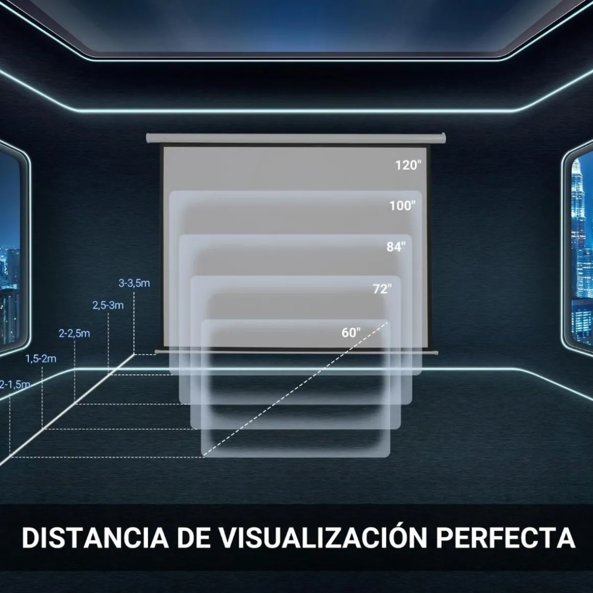 Homcom - Pantalla de proyección motorizada 84'' con mando