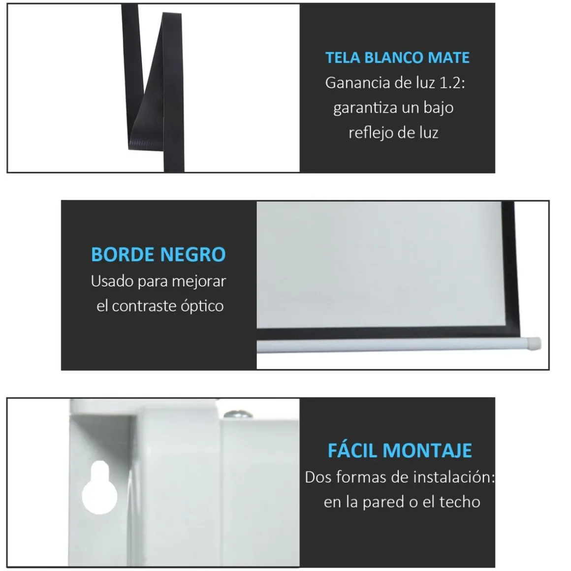 Homcom - Pantalla de proyección motorizada 100''con mando