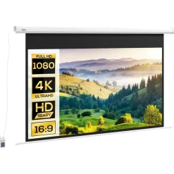 Homcom - Pantalla de proyección eléctrica 84'' Blanco con mando