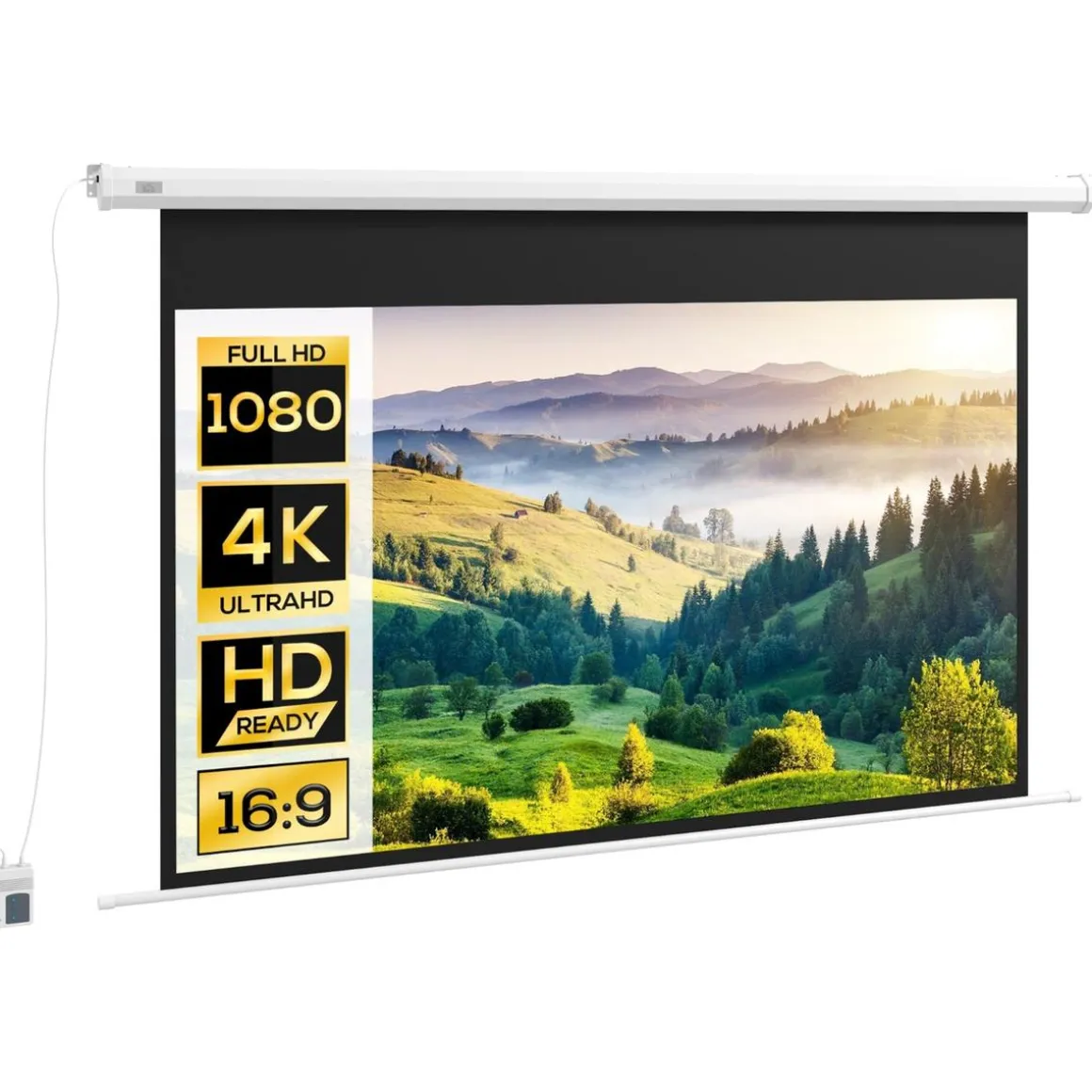 Homcom - Pantalla de proyección eléctrica 84'' Blanco con mando