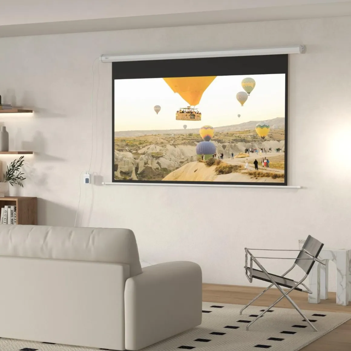 Homcom - Pantalla de proyección eléctrica 84'' Blanco con mando