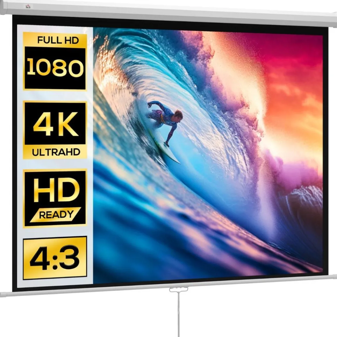 Homcom - Pantalla de proyección 84'' Blanco