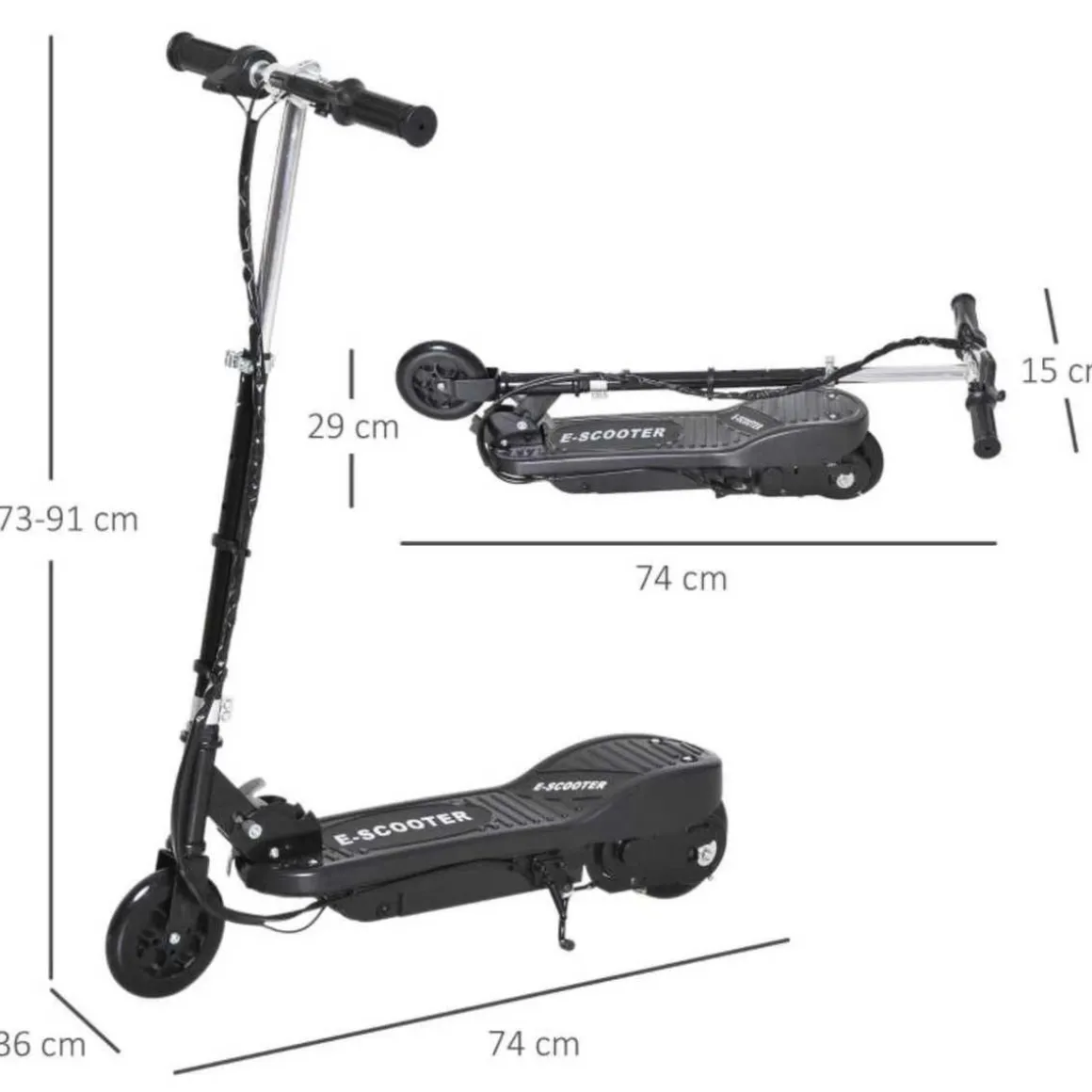 Homcom - Patinete Eléctrico Plegable Acero Negro HomCom