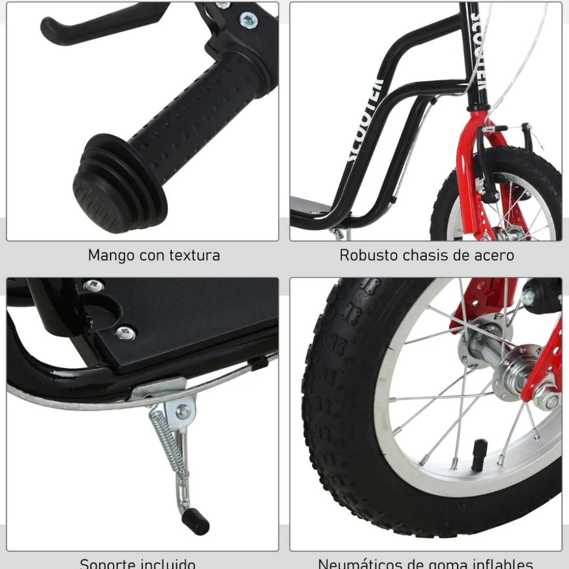 Homcom - Patinete Scooter regulable Negro