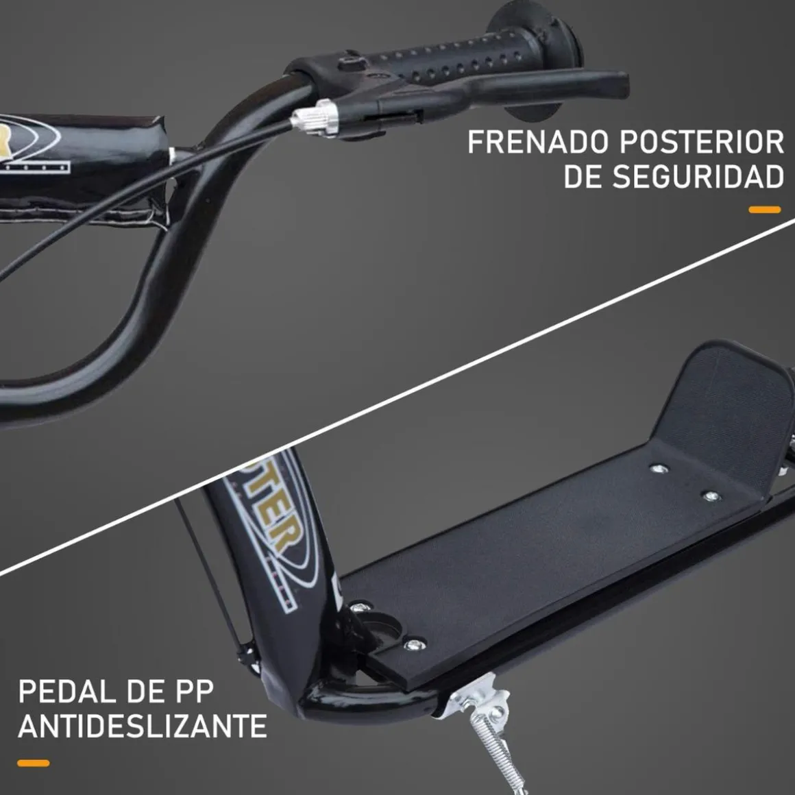Homcom - Patinete Scooter Ajustable 2 ruedas Negro