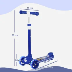 Homcom - Patinete Tri-scooter Azul con luces