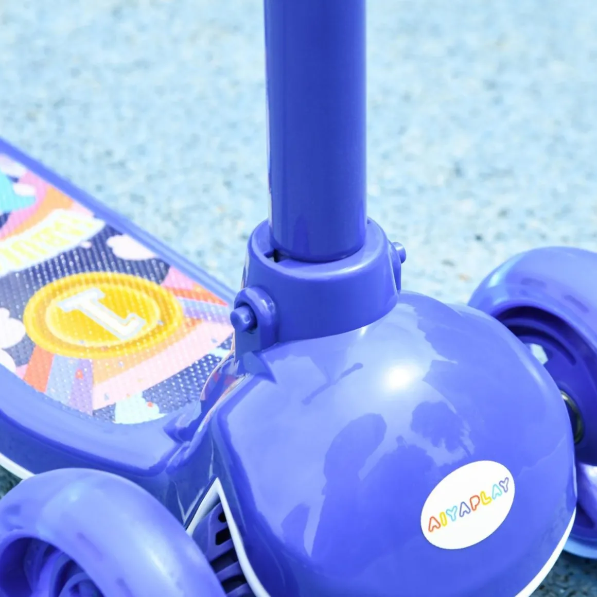 Homcom - Patinete Tri-scooter Azul con luces