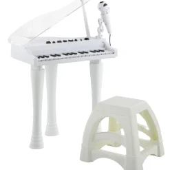 Homcom - Piano electrónico 32 teclas con taburete y micro